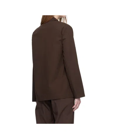 Tekla Brown Poplin Long-sleeved Pyjama Shirt In Brown