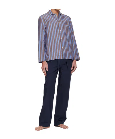 Tekla Navy Poplin Pyjama Pants In Blue
