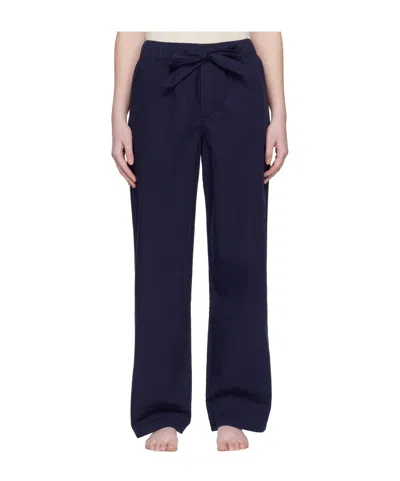 Tekla Navy Poplin Pyjama Pants In Blue