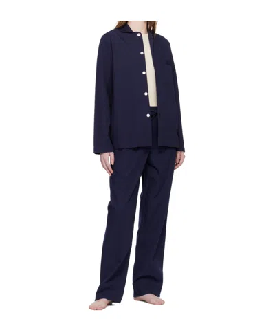 Tekla Navy Poplin Pyjama Pants In Blue
