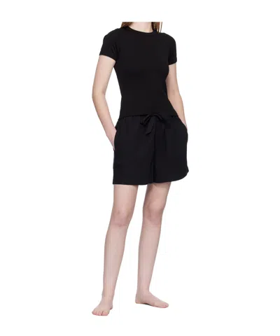 Tekla Drawstring Pajama Shorts In Black