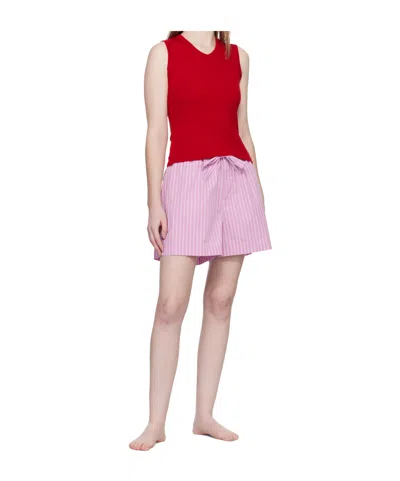 Tekla Drawstring Pajama Shorts In Pink