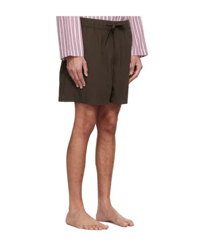 Tekla Drawstring Pajama Shorts In Brown