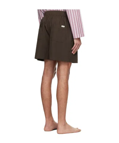 Tekla Drawstring Pajama Shorts In Brown