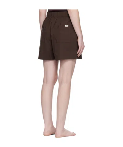 Tekla Drawstring Pajama Shorts In Brown