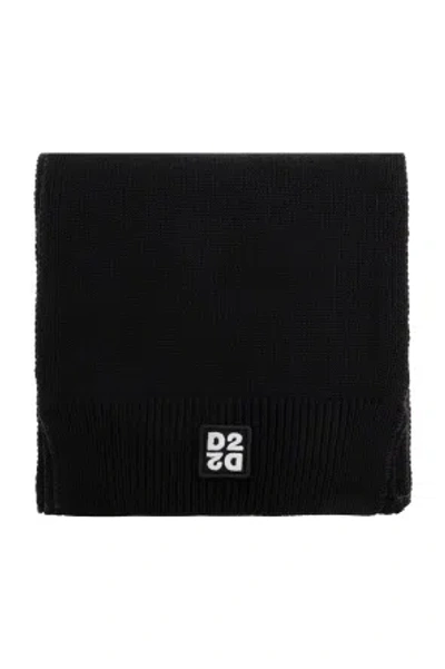 Dsquared2 Logo-patch Beanie Hat Set In Black