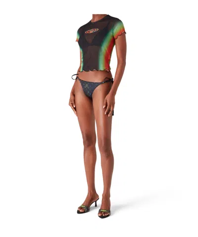 Casablanca Monogram String Bikini Bottom In Blue