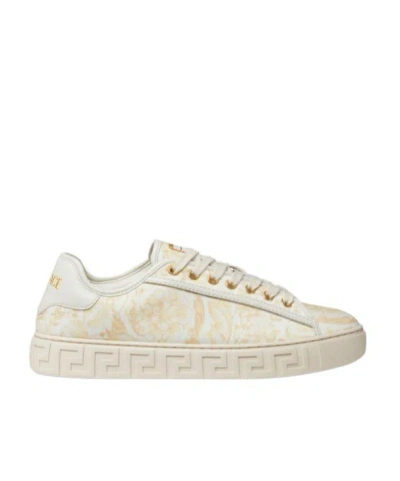 Versace Barocco Jacquard Greca Low Top Sneaker In White