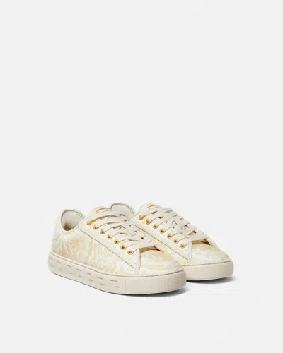 Versace Barocco Jacquard Greca Low Top Sneaker In White
