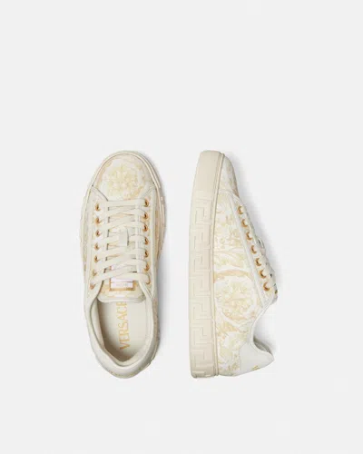 Versace Barocco Jacquard Greca Low Top Sneaker In White