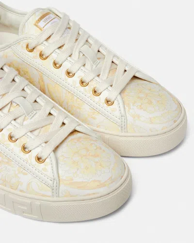 Versace Barocco Jacquard Greca Low Top Sneaker In White