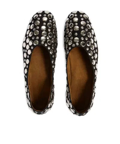Khaite Jane Stud-embellished Leather Ballet Flats In Black