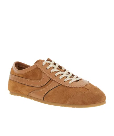 Dries Van Noten Women Beige Low-top Sneakers With Two-tone Lace-up In Suede Woman In Brown