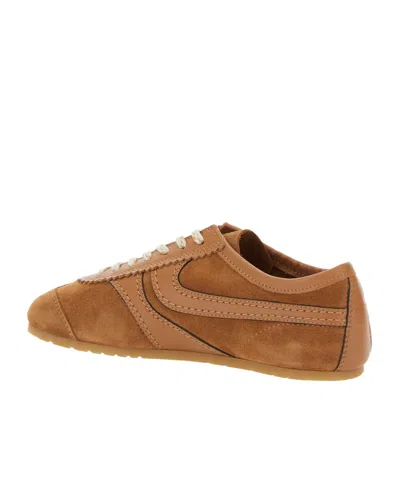Dries Van Noten Women Beige Low-top Sneakers With Two-tone Lace-up In Suede Woman In Brown