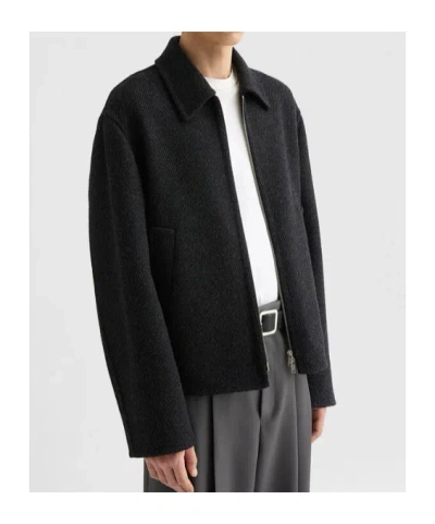 Jil Sander Textured Wool Jacket In Black