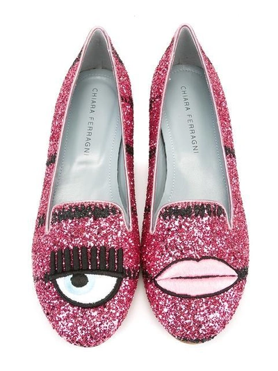 Shop Chiara Ferragni 'flirting' Slippers - Pink & Purple