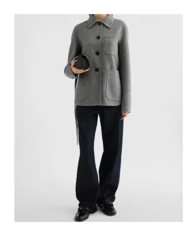 Jil Sander Patch-pocket Button-front Jacket In Gray