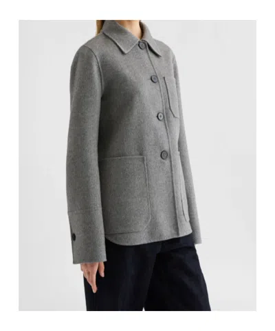 Jil Sander Patch-pocket Button-front Jacket In Gray