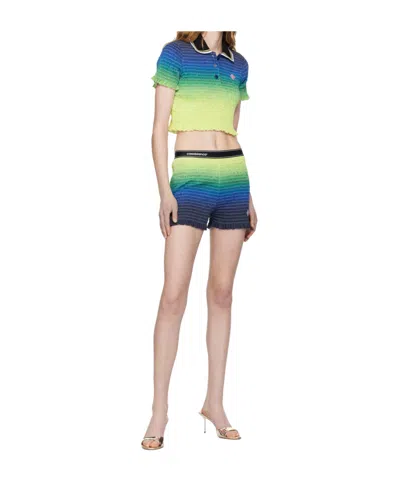 Casablanca Gradient-design Shirred-texture Shorts In Blue