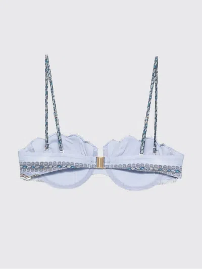 Zimmermann Wanderlust Strapless Embellished Paisley-print Bikini Top In Blue