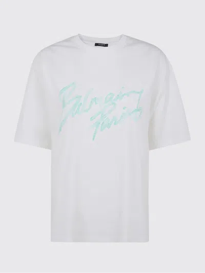 Balmain Oversized White T-shirt With Logo Print Women In Multi