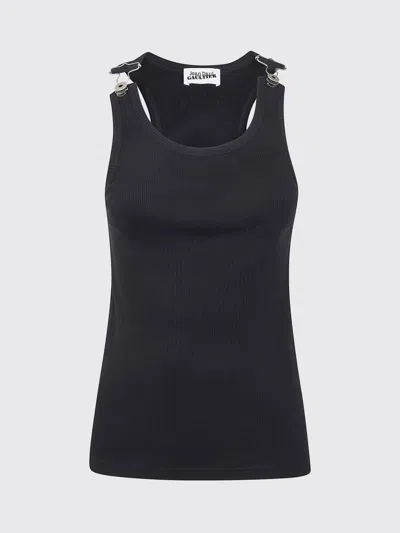 Jean Paul Gaultier Ribbed Tank Top With Overall Buckles Black