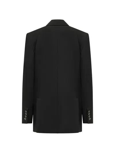 Stella Mccartney Black Solid Peaked Lapel Blazer In Black