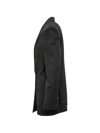 Stella Mccartney Black Solid Peaked Lapel Blazer In Black