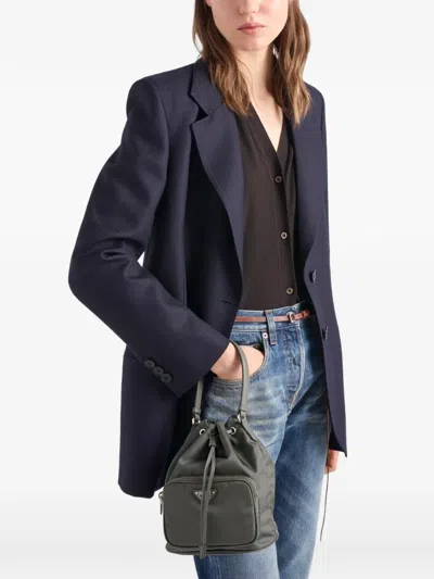 Prada Duet Drawstring Bucket Bag In Black
