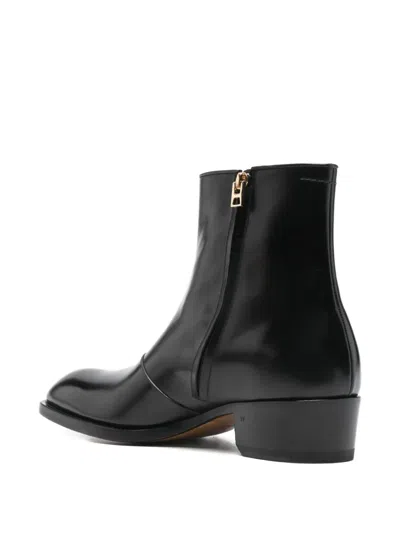 Tom Ford Black Burnished Leather Vincent Boots In Black