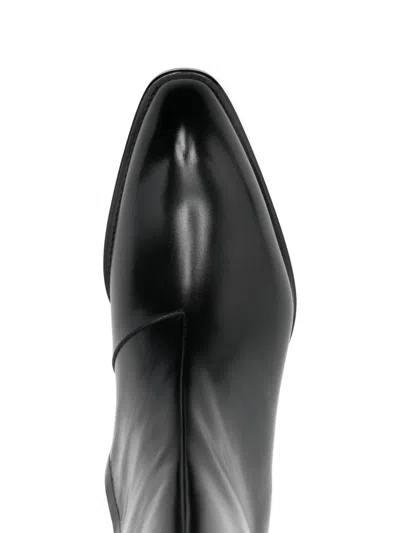 Tom Ford Black Burnished Leather Vincent Boots In Black