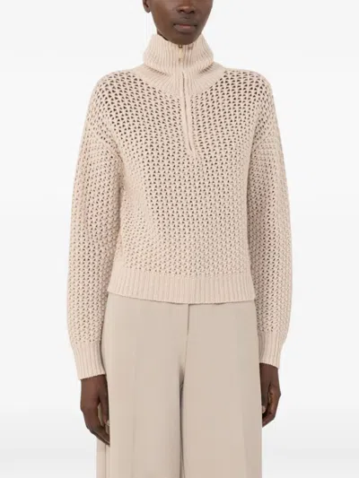 Max Mara Tequila Cropped Pullover Textured Knit Ribbed In Neutral