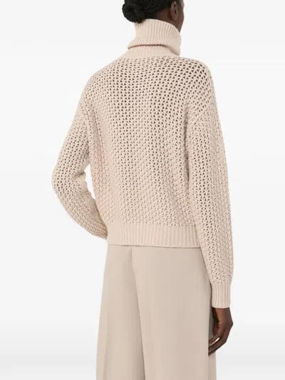 Max Mara Tequila Cropped Pullover Textured Knit Ribbed In Neutral