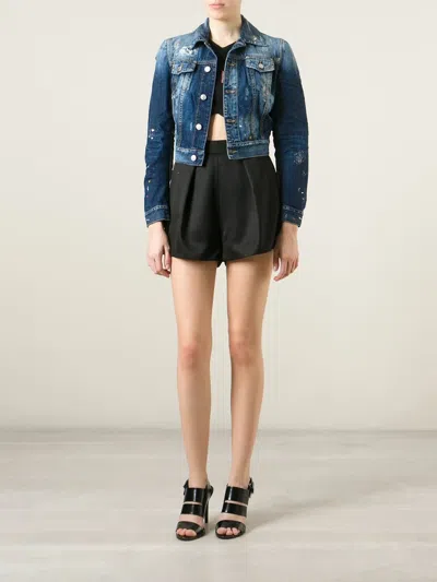 Dsquared2 Cropped Denim Jacket In Blue