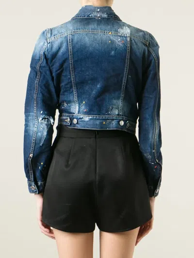 Dsquared2 Cropped Denim Jacket In Blue
