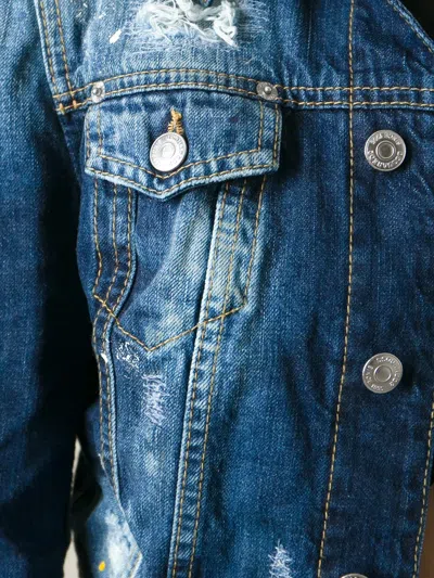 Dsquared2 Cropped Denim Jacket In Blue
