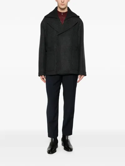 Corneliani Double-breasted Coat In Black