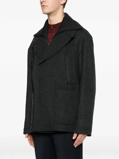 Corneliani Double-breasted Coat In Black