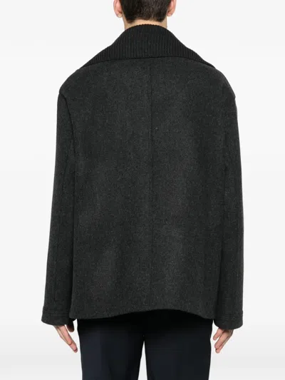 Corneliani Double-breasted Coat In Black