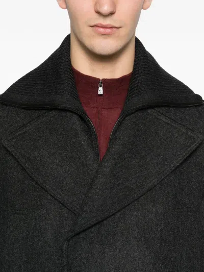 Corneliani Double-breasted Coat In Black