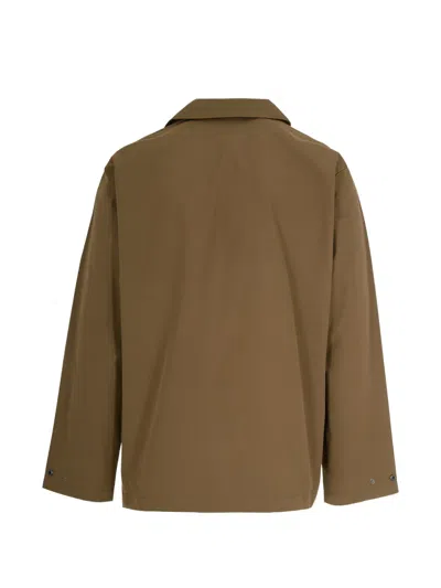 A.p.c. Snap Button Cotton-blend Classic Jacket In Brown