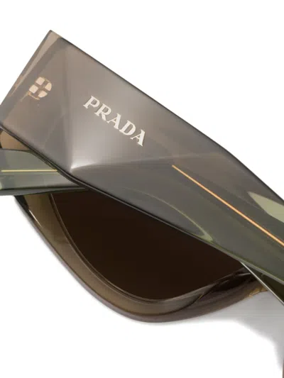 Prada Symbole Rectangular-frame Sunglasses In Brown