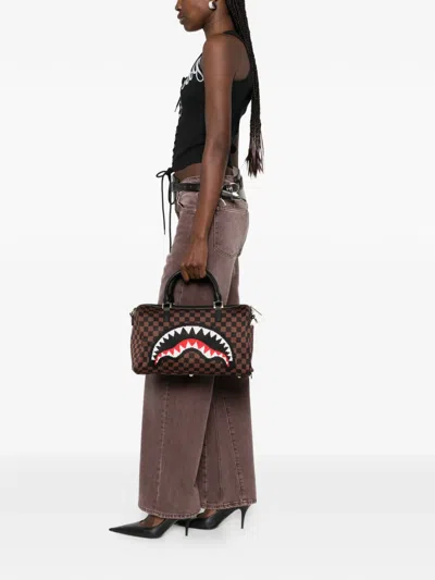 Sprayground Checkerboard-pattern Tote Bag In Brown