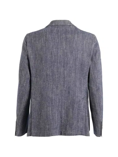 L.b.m 1911 Textured Double Breasted Cotton Jacket In Gray