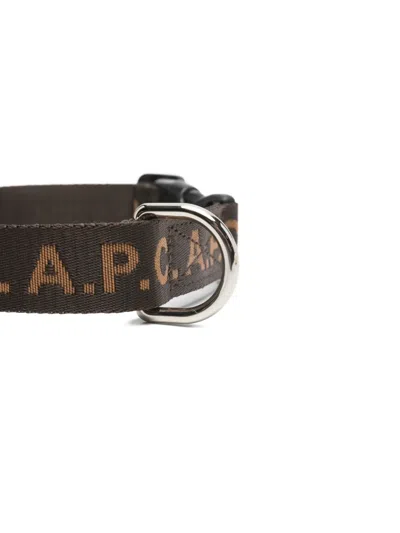 A.p.c. Logo Adjustable Pet Collar In Brown