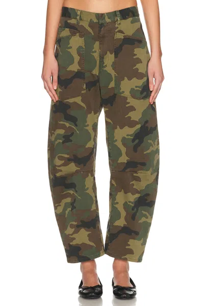 Nili Lotan Shon Camo-print Barrel-leg Ankle Pants In Multi