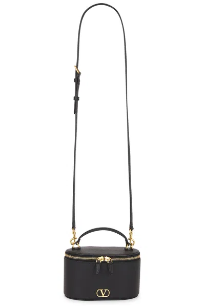 Valentino Garavani Vlogo Signature Mini Vanity Bag In Grainy Calfskin Woman Black Uni In Black