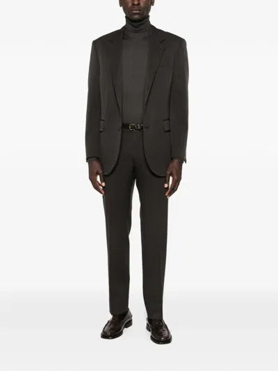 Corneliani Button-fastening Blazer In Brown