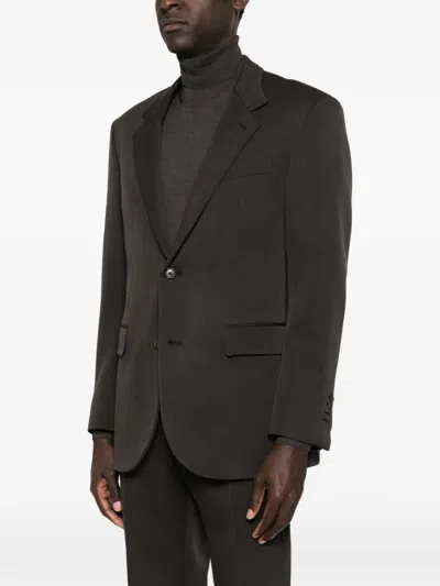 Corneliani Button-fastening Blazer In Brown