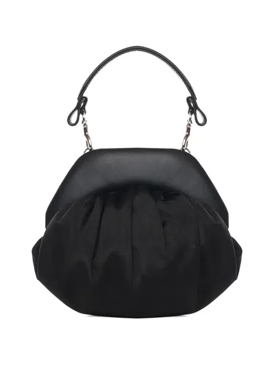 Vivienne Westwood Brooke Black Clutch With Adjustable And Removable Shoulder Strap And Orb Plaque On The Front In Leat